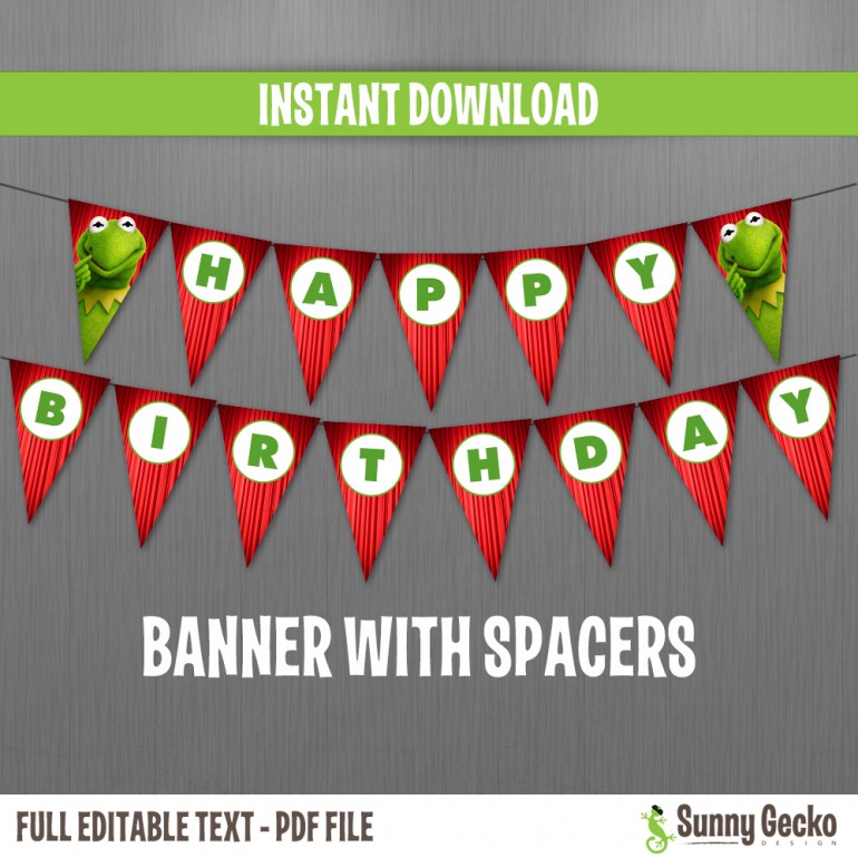 The Muppets Happy Birthday Banner with Spacers